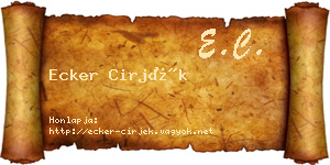 Ecker Cirjék névjegykártya